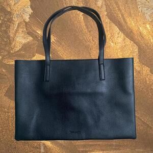 Vince Camuto Luck Black Pebbled Vegan Leather Carry all Tote Bag